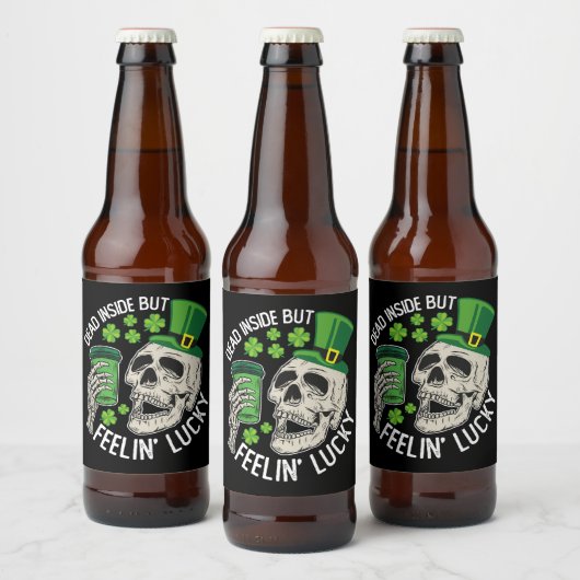 Totes Inside Aber Feelin' Lucky Skull St Patrick's Bierflaschenetikett (Flaschen)