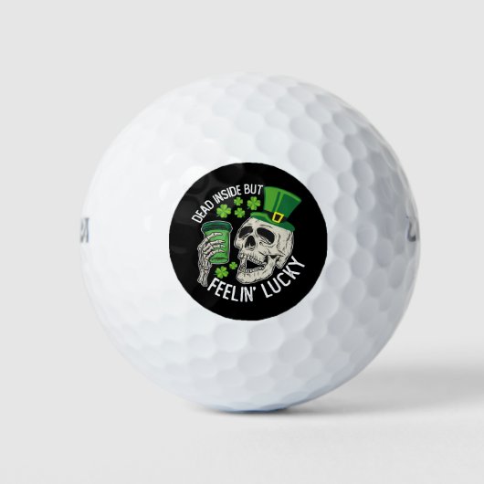 Totes Inside Aber Feelin' Lucky Skull St Patrick's Golfball (Vorderseite)
