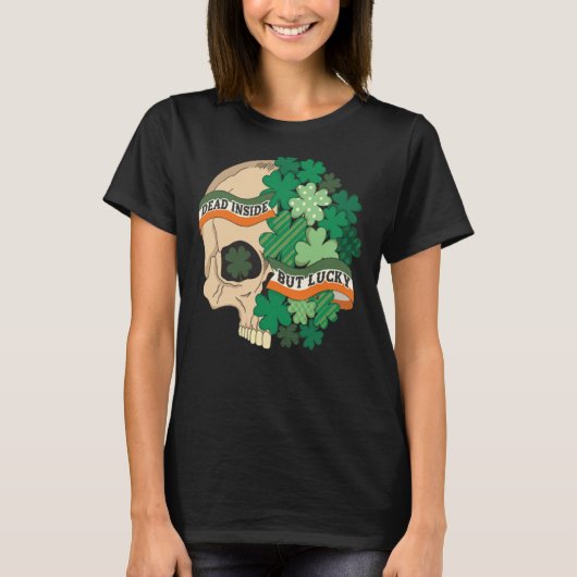 Totes Inside aber glücklich Skull Patrick's Day Ko T-Shirt (Vorderseite)