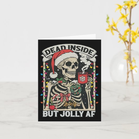 Totes Inside aber Jolly Af Funny Skeleton Lights C Karte (Gelbe Blume)