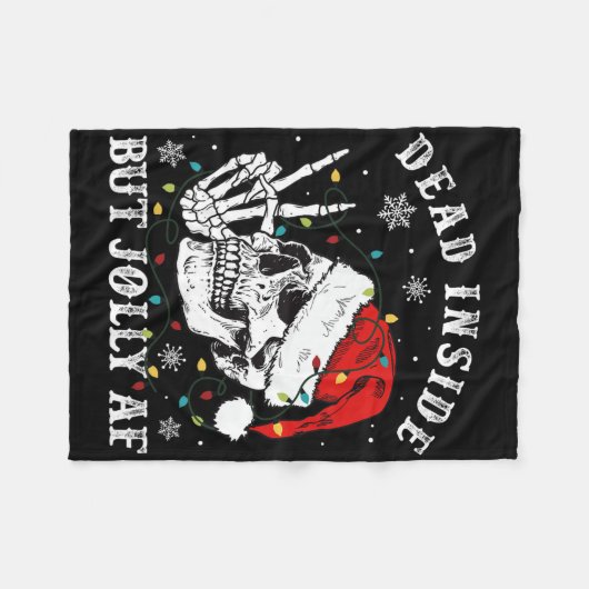 Totes Inside aber Jolly Af Skeleton Weihnachten Fleecedecke (Vorderseite (Horizontal))
