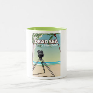 Totes Meer für einen Urlaub! Reiseplakat Zweifarbige Tasse