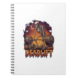 Totes Skelett Hantel Halloween Kürbisse Grab Notizblock