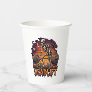 Totes Skelett Hantel Halloween Kürbisse Grab Pappbecher