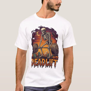 Totes Skelett Hantel Halloween Kürbisse Grab T-Shirt