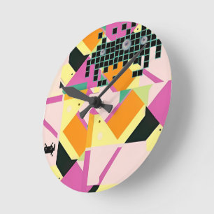 Tötete sie mit Memphis-Design-Kindness Runde Wanduhr