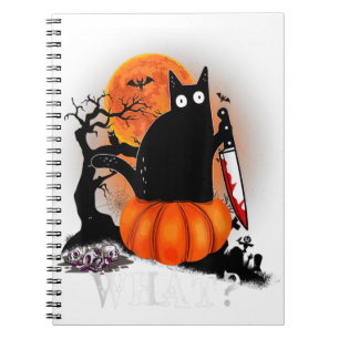 Tötliches Halloween Gruselige Mond Schwarze Katze Notizblock