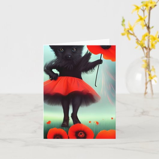 Toto in der Poppies-Jeden Anlaß-Karte Karte (Gelbe Blume)