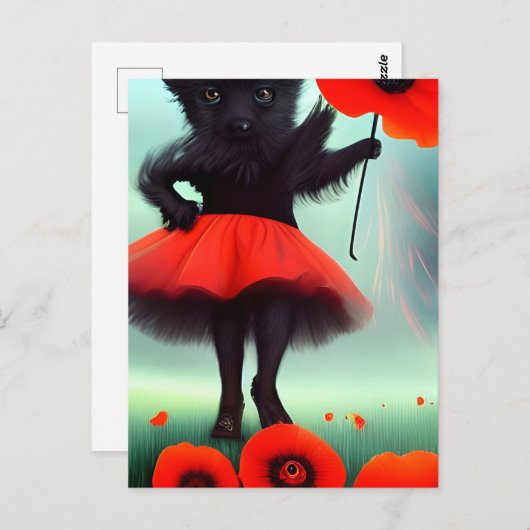 Toto und Red Poppy Blume Postkarte (Vorne/Hinten)