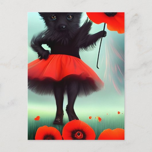 Toto und Red Poppy Blume Postkarte (Vorderseite)