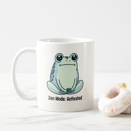 Totpfanne, Kälte, Zen-Meditationsfrosch Kaffeetasse (Mit Donut)