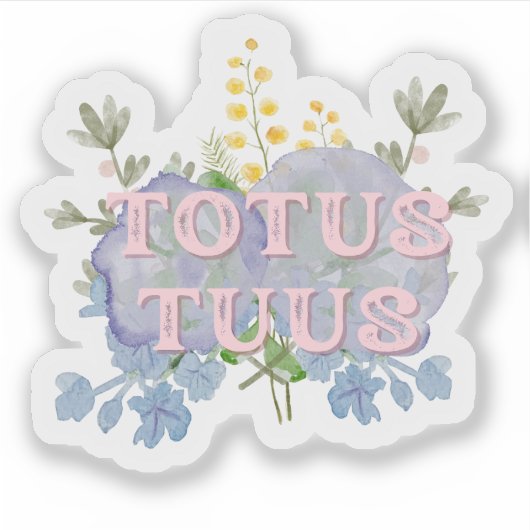 Totus Tuus Catholic Marian Floral Sticker (Vorderseite)