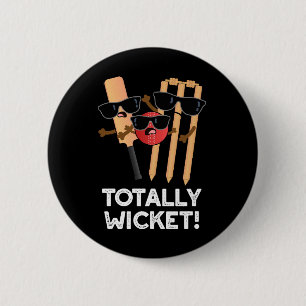 Totwicket Funny Sports Cricket Puck Dark BG Button