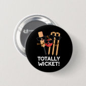Totwicket Funny Sports Cricket Puck Dark BG Button (Vorne & Hinten)