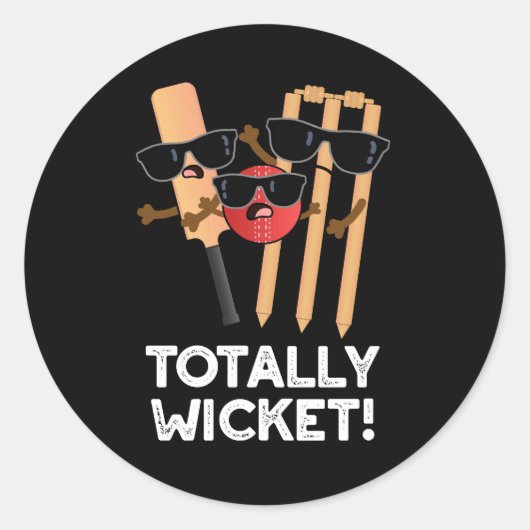 Totwicket Funny Sports Cricket Puck Dark BG Runder Aufkleber (Vorderseite)
