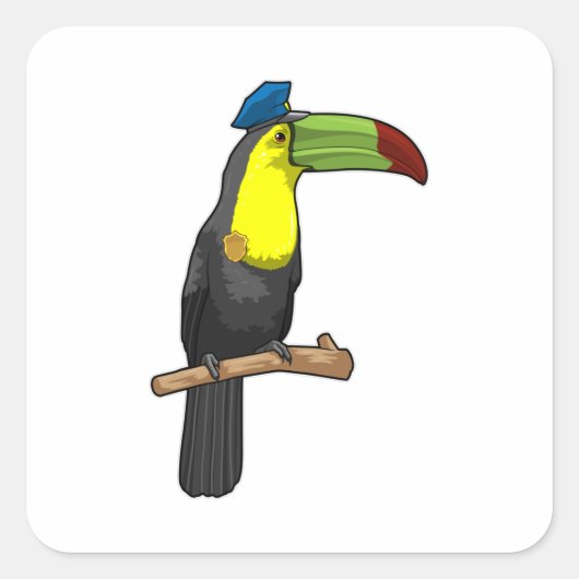 Toucan als Polizeibeamte Quadratischer Aufkleber (Vorderseite)