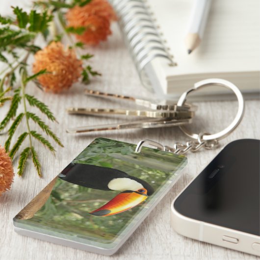Toucan am Baumzweig Schlüsselanhänger (Vorderseite rechts)