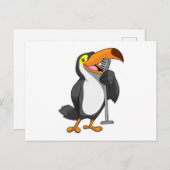 Toucan bei Musik mit Mikrofon Postkarte (Vorne/Hinten)