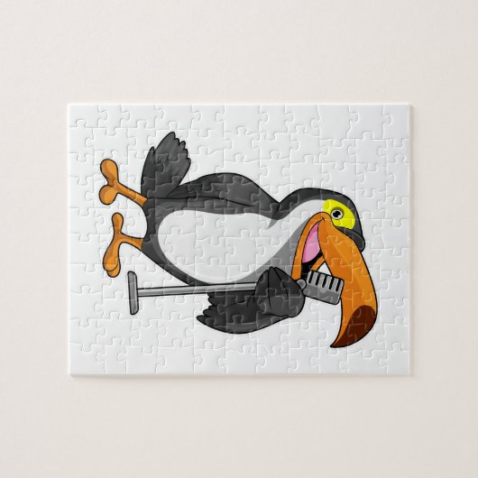 Toucan bei Musik mit Mikrofon Puzzle (Horizontal)
