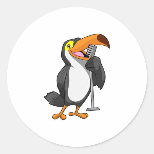 Toucan bei Musik mit Mikrofon Runder Aufkleber (Vorderseite)