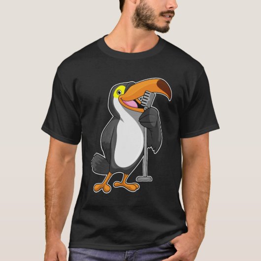 Toucan bei Musik mit Mikrofon T-Shirt (Vorderseite)