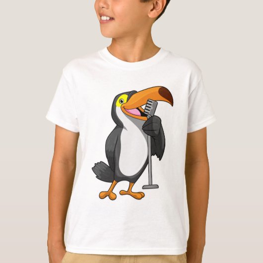 Toucan bei Musik mit Mikrofon T-Shirt (Vorderseite)