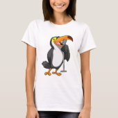 Toucan bei Musik mit Mikrofon T-Shirt (Vorderseite)