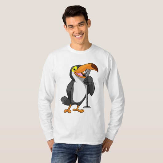 Toucan bei Musik mit Mikrofon T-Shirt (Vorne ganz)