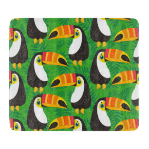 Toucan Bird Beak Green Leaves Tropical Animals Schneidebrett