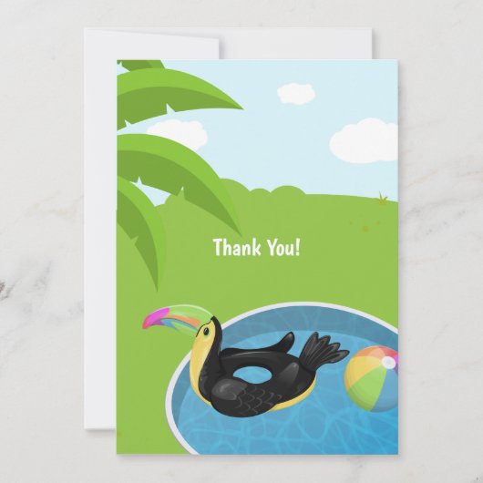 Toucan Bird Floatie Pool Geburtstag Dankeskarte (Vorderseite)