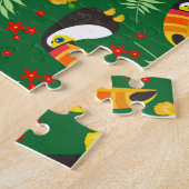 Toucan Bird Green Blätter Orange Red Blume Puzzle (Seite)