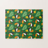 Toucan Bird Green Blätter Orange Red Blume Puzzle (Horizontal)