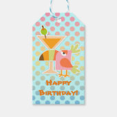 Toucan Bird Martini Polka Dot Birthday Geschenkanhänger (Vorderseite)