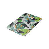 Toucan Bird: Palm Blätter Pattern Badematte (Schrägansicht)