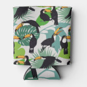 Toucan Bird: Palm Blätter Pattern Dosenkühler (Vorderseite)