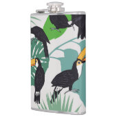 Toucan Bird: Palm Blätter Pattern Flachmann (Links)
