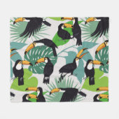 Toucan Bird: Palm Blätter Pattern Fleecedecke (Vorderseite (Horizontal))