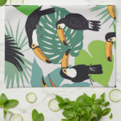 Toucan Bird: Palm Blätter Pattern Geschirrtuch (Gefaltet)