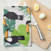 Toucan Bird: Palm Blätter Pattern Geschirrtuch (Viertel Falte)