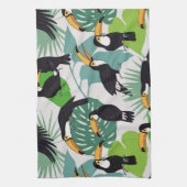 Toucan Bird: Palm Blätter Pattern Geschirrtuch (Vertikal)