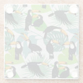 Toucan Bird: Palm Blätter Pattern Glasuntersetzer (Rückseite)