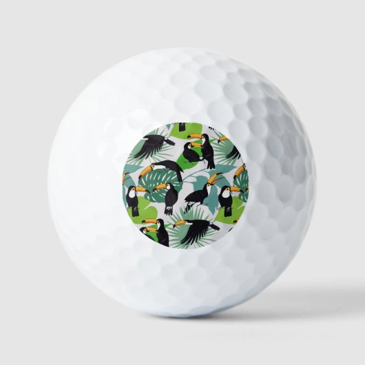 Toucan Bird: Palm Blätter Pattern Golfball (Vorderseite)