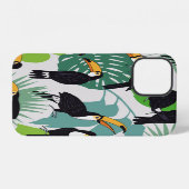 Toucan Bird: Palm Blätter Pattern iPhone Hülle (Rückseite (Horizontal))
