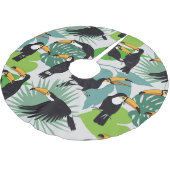 Toucan Bird: Palm Blätter Pattern Polyester Weihnachtsbaumdecke (Schrägansicht)