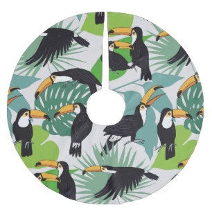 Toucan Bird: Palm Blätter Pattern Polyester Weihnachtsbaumdecke