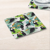 Toucan Bird: Palm Blätter Pattern Rechteckiger Pappuntersetzer (angewinkelt)