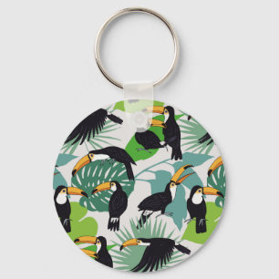 Toucan Bird: Palm Blätter Pattern Schlüsselanhänger