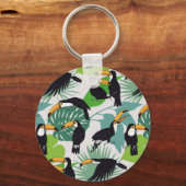 Toucan Bird: Palm Blätter Pattern Schlüsselanhänger (Vorderseite)