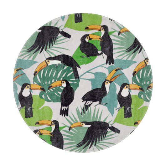 Toucan Bird: Palm Blätter Pattern Schneidebrett (Vorderseite)