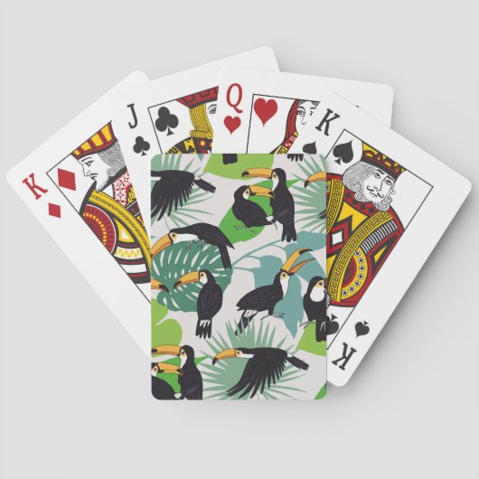 Toucan Bird: Palm Blätter Pattern Spielkarten (Rückseite)